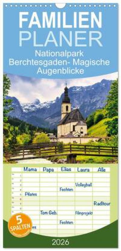 Familienplaner 2026 - Nationalpark Berchtesgaden- Magische Augenblicke mit 5 Spalten (Wandkalender, 21 x 45 cm) CALVENDO