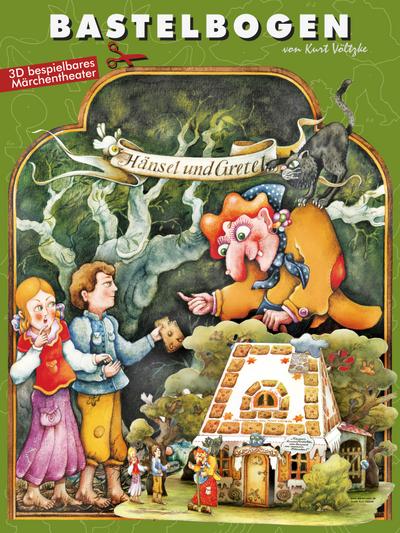 Hänsel und Gretel basteln Bastelbogen Lebkuchenhaus Ausschneidebogen