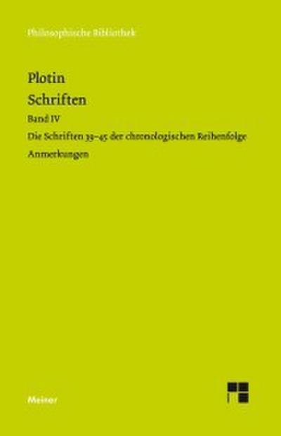 Plotins Schriften. Anmerkungen zu Bd. IVa