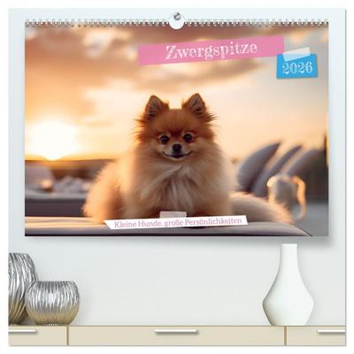 Zwergspitze - kleine Hunde, große Persönlichkeiten (hochwertiger Premium Wandkalender 2026 DIN A2 quer), Kunstdruck in Hochglanz