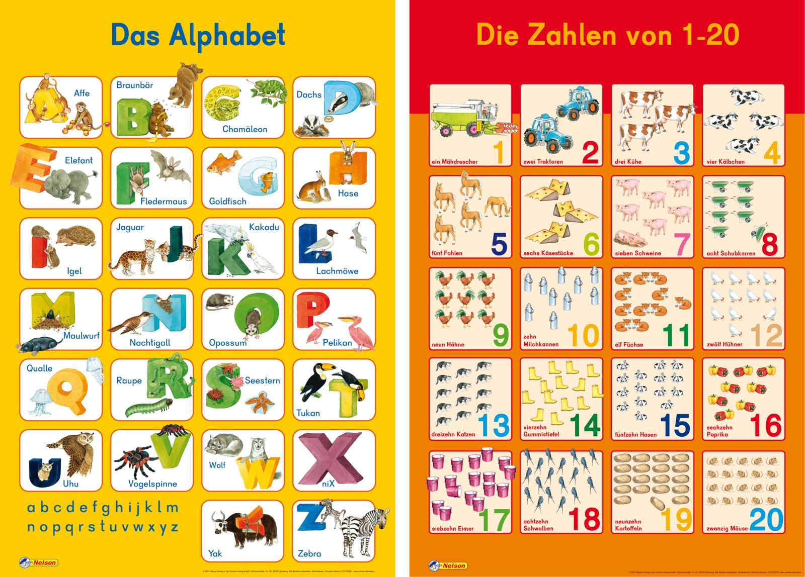 Mein Lernposter: 2er-Set Das Alphabet / Zahlen 1 - 20 ...