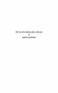 De la revolution choses et autres poemes