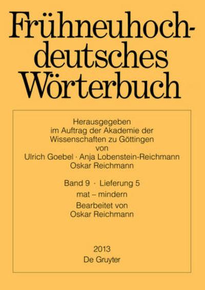 Frühneuhochdeutsches Wörterbuch, Band 9/Lieferung 5, mat - mindern