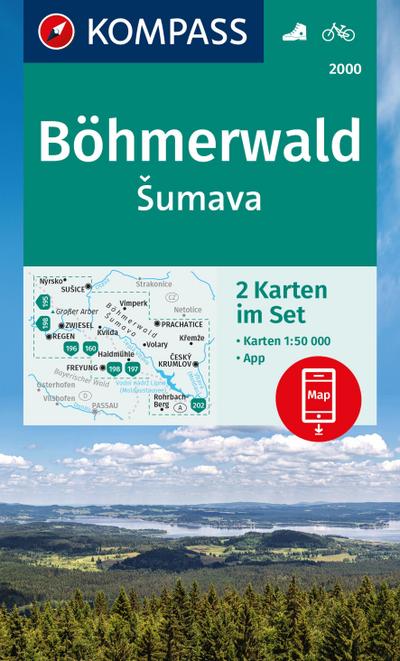 KOMPASS Wanderkarten-Set 2000 Böhmerwald, Sumava (2 Karten) 1:50.000 
