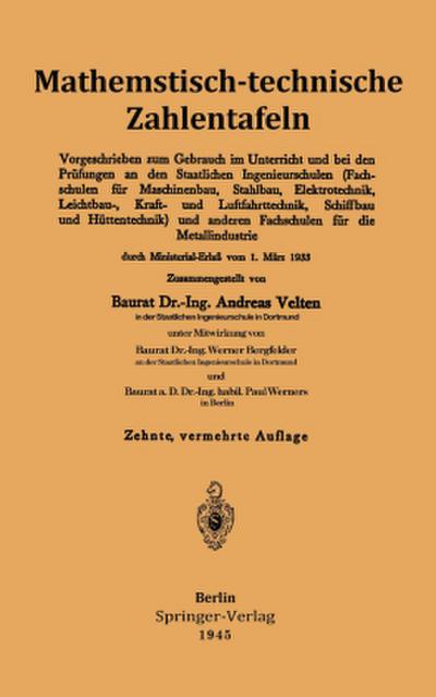 Mathematisch-technische Zahlentafeln