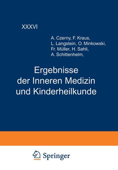 Ergebnisse der Inneren Medizin und Kinderheilkunde