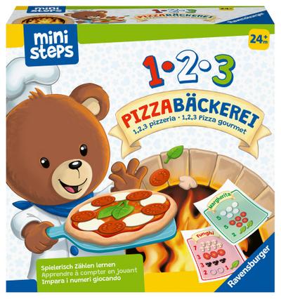 Ravensburger ministeps 4586 1,2,3 Pizzabäckerei - Spielerisch Zählen lernen mit Bär Butz, Spielzeug ab 2 Jahren