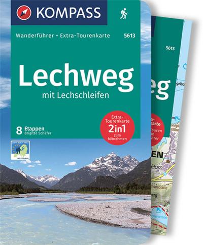 KOMPASS Wanderführer Lechweg mit Lechschleifen, 16 Touren und Etappen mit Extra-Tourenkarte