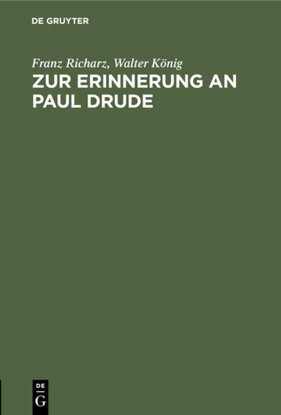 Zur Erinnerung an Paul Drude