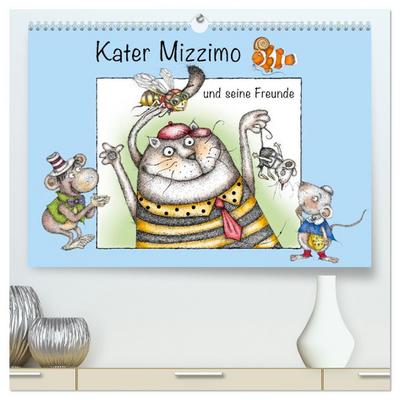 Kater Mizzimo und seine Freunde (hochwertiger Premium Wandkalender 2026 DIN A2 quer), Kunstdruck in Hochglanz