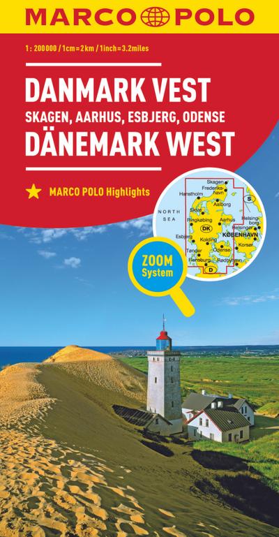 MARCO POLO Regionalkarte Dänemark West 1:200.000. Danmark Vest / Denmark West / Danemark Ouest