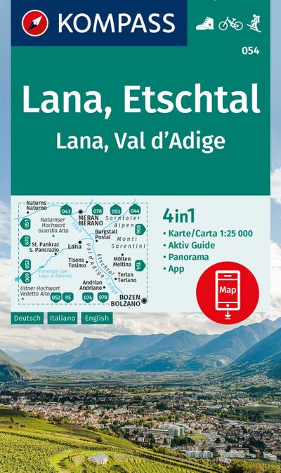 KOMPASS Wanderkarte 054 Lana, Etschtal / Lana, Val d´Adige 1:25.000