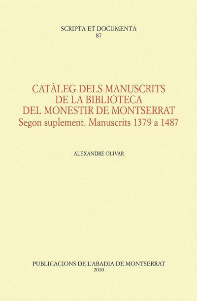 Catàleg dels manuscrits de la biblioteca del Monestir de Montserrat : segon suplement