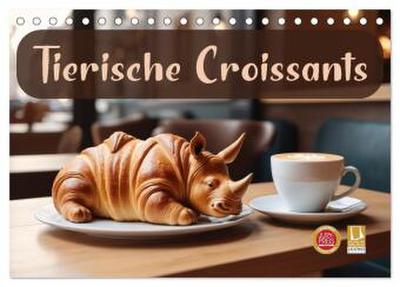 Tierische Croissants (Tischkalender 2026 DIN A5 quer), CALVENDO Monatskalender