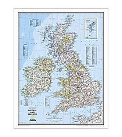 National Geographic Britain and Ireland Wall Map - Classic (23.5 X 30.25 In) - National Geographic Maps