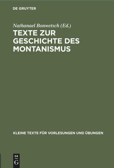 Texte zur Geschichte des Montanismus