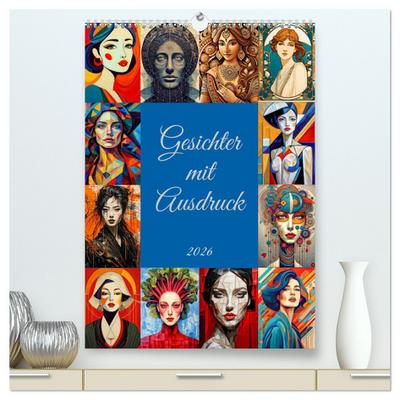 Gesichter mit Ausdruck (hochwertiger Premium Wandkalender 2026 DIN A2 hoch), Kunstdruck in Hochglanz