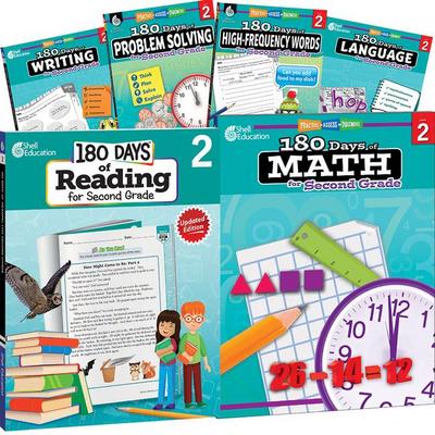 180 Days(tm) Reading, High-Frequency Words, Math, Problem Solving, Writing, & Language for Grade 2: 6-Book Set