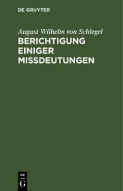 Berichtigung einiger Mißdeutungen