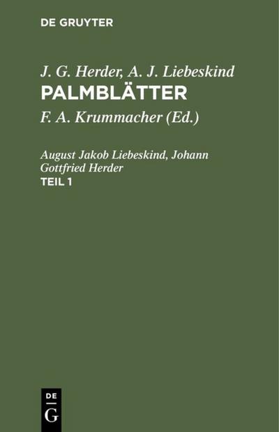 J. G. Herder; A. J. Liebeskind: Palmblätter. Teil 1