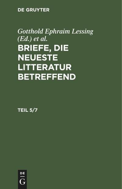 Briefe, die neueste Litteratur betreffend. Teil 5/7