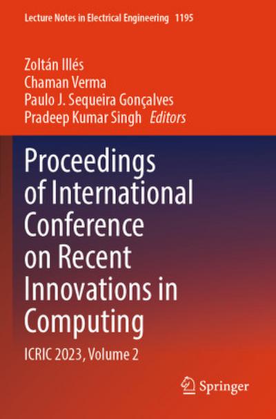 Proceedings of International Conference on Recent Innovations in Computing