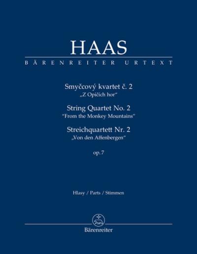 Streichquartett Nr. 2 op. 7 "Von den Affenbergen" (mit Schlagzeug ad libitum), Stimmensatz, Urtextausgabe