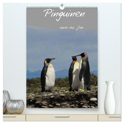 Mit Pinguinen durch das Jahr (hochwertiger Premium Wandkalender 2026 DIN A2 hoch), Kunstdruck in Hochglanz
