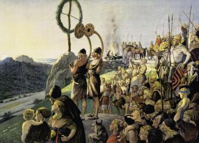 Wandbild "Germanische Sonnwendfeier"