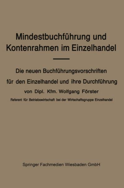 Mindestbuchführung und Kontenrahmen im Einzelhandel