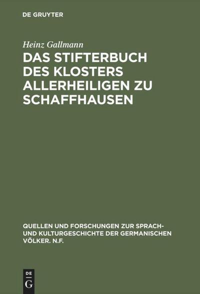 Das Stifterbuch des Klosters Allerheiligen zu Schaffhausen