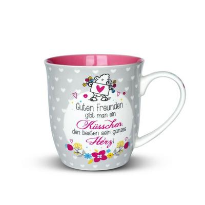 Sheepworld 44399 Tasse mit Spruch Guten Freunden gibt man ein Küsschen, Porzellan, 60 cl, Geschenk-Artikel