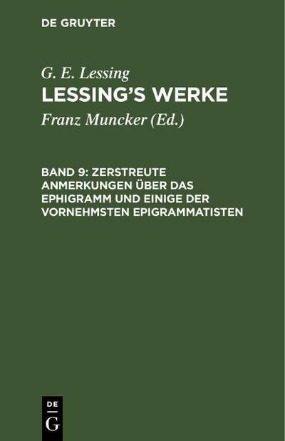 Zerstreute Anmerkungen über das Ephigramm und einige der vornehmsten Epigrammatisten