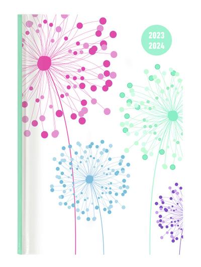 Collegetimer Blowballs 2023/2024 - Schüler-Kalender A5 (15x21 cm) - Pusteblume - Day By Day - 352 Seiten - Terminplaner - Notizbuch - Alpha Edition