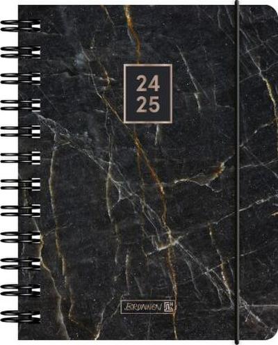Schülerkalender 2024/2025 "Black Marble", 1 Seite = 1 Tag, A6, 352 Seiten, schwarz