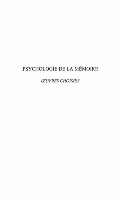Psychologie de la memoire