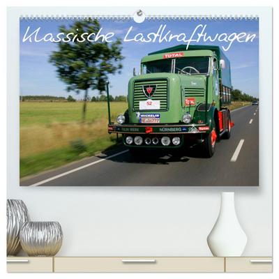 Klassische Lastkraftwagen (hochwertiger Premium Wandkalender 2024 DIN A2 quer), Kunstdruck in Hochglanz