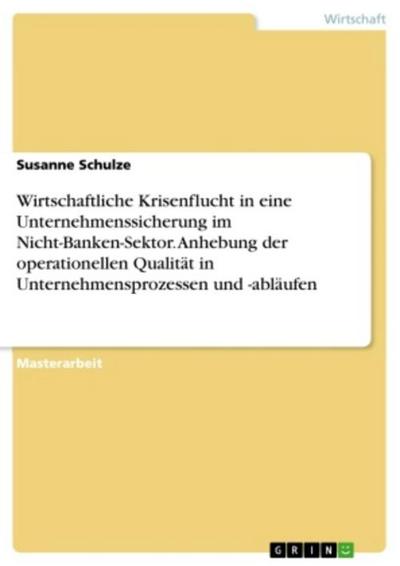 Wirtschaftliche Krisenflucht in eine Unternehmenssicherung im Nicht-Banken-Sektor. Anhebung der operationellen Qualität in Unternehmensprozessen und -abläufen