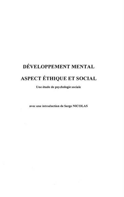 Developpement mental aspect ethique et s