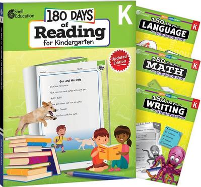 180 Days(tm) Reading, Math, Writing, & Language for Grade K: 4-Book Set