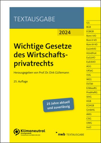 Wichtige Gesetze des Wirtschaftsprivatrechts