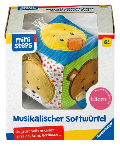 Ravensburger ministeps 4162 Musikalischer Softwürfel - Activity-Würfel mit Musik und Geräuschen, Motorikspielzeug, Baby Spielzeug ab 6 Monate