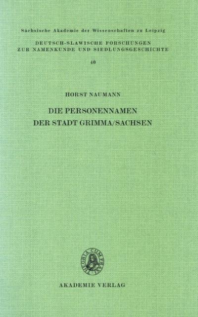 Die Personennamen der Stadt Grimma/Sachsen
