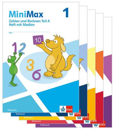 MiniMax 1. Paket Themenhefte mit Medien (5 Hefte: Zahlen und Rechnen A & B, Größen und Sachrechnen, Geometrie, Teste-dich-selbst, Beilage) - Verbrauch Klasse 1