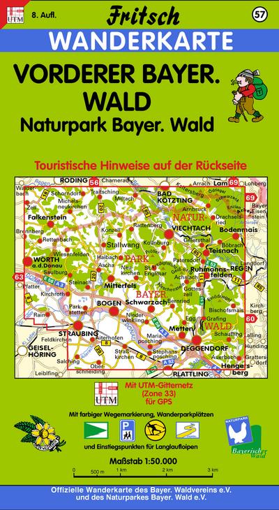 Vorderer Bayerischer Wald / Naturpark Bayerischer Wald 1 : 50 000. Fritsch Wanderkarte