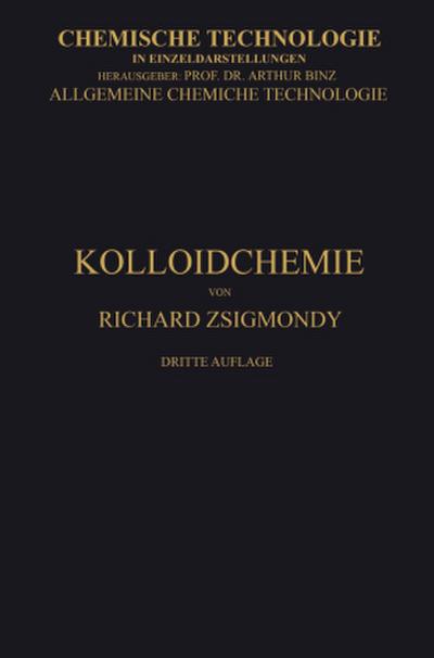Kolloidchemie Ein Lehrbuch