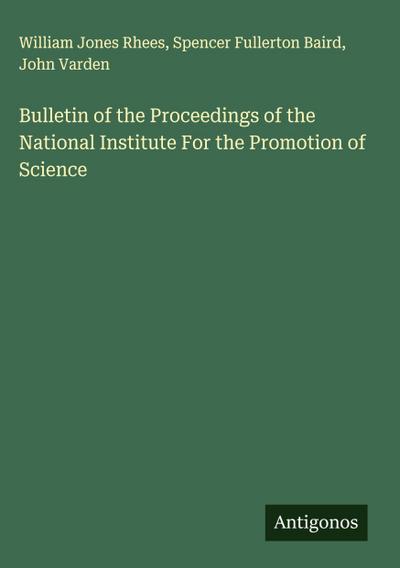 Bulletin of the Proceedings of the National Institute For the Promotion of Science
