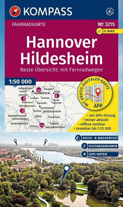 KOMPASS Fahrradkarte 3215 Hannover, Hildesheim 1:50.000