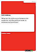What are the differences between the academic and the political view on international terrorism?