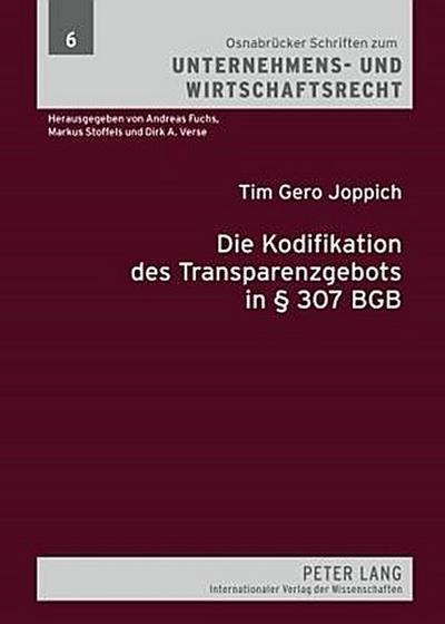 Die Kodifikation des Transparenzgebots in 307 BGB